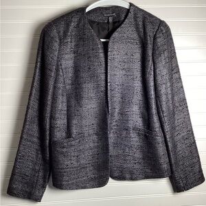 Eileen Fisher Gray & Black Open Front Silk 97% Blazer US 8
